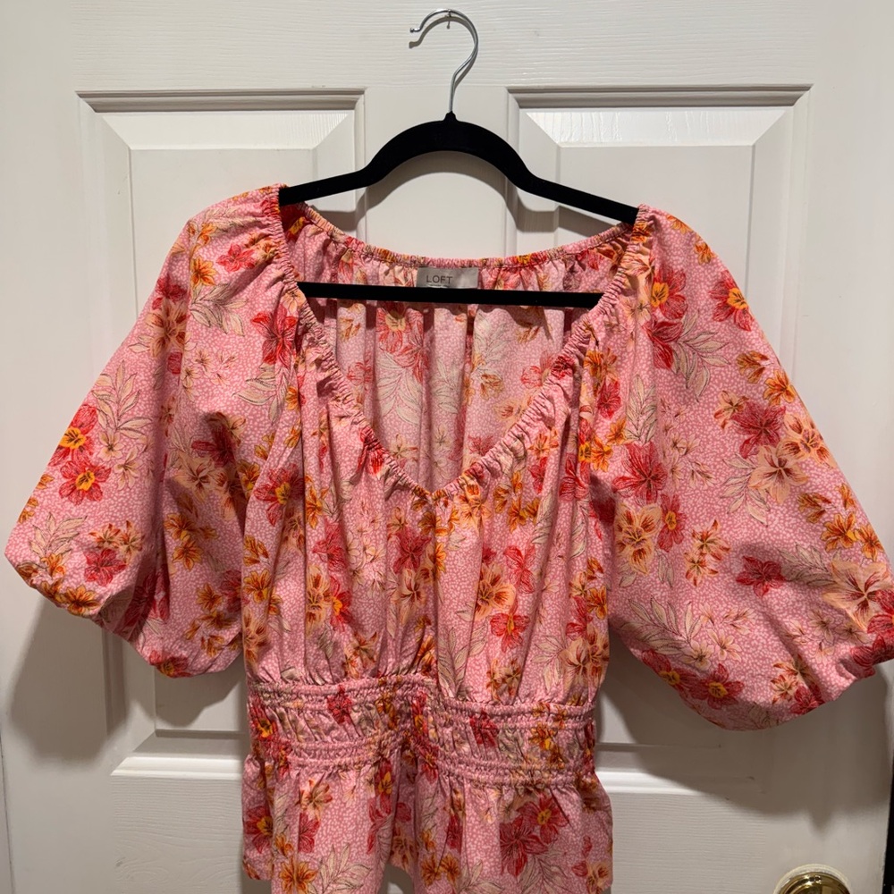 LOFT Pink Floral Blouse